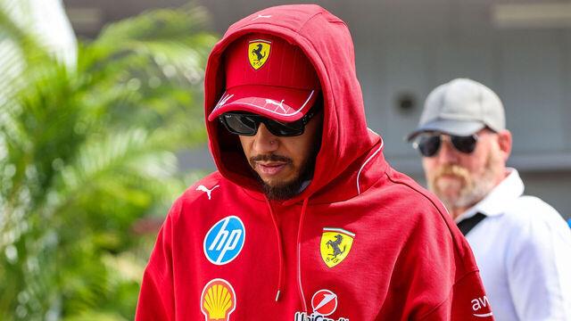 SUZUKA, JAPAN - APRIL 5: Lewis Hamilton of Great Britain and Ferrari walks in the paddock during qualifying ahead of the F1 Grand Prix of Japan at Suzuka Circuit on April 5, 2025 in Suzuka, Japan.
