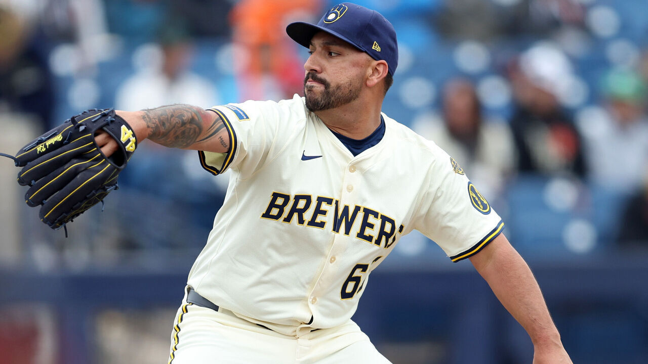 PHOENIX, ARIZONA - MARCH 14: Starting pitcher Nestor Cortes #65 of the Milwaukee Brewers throws during the first inning of a spring training game against the San Francisco Giants at American Family Fields of Phoenix on March 14, 2025 in Phoenix, Arizona.