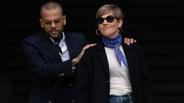 BARCELONA CATALONIA, SPAIN - APRIL 04: Former soccer player Dani Alves and his lawyer, Ines Guardiola, as they leave the Palace of Justice, on April 4, 2025, in Barcelona, Catalonia, Spain. Dani Alves has gone to the Palace of Justice for the Barcelona Court to return his passports, the Brazilian and Spanish, after being acquitted last March 28 of the conviction of sexual assault on a young woman at the Sutton nightclub in December 2022.