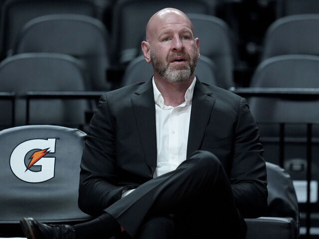 PORTLAND, OREGON - DECEMBER 19: General manager Joe Cronin of the Portland Trail Blazers looks on before the game against the Denver Nuggets at Moda Center on December 19, 2024 in Portland, Oregon.