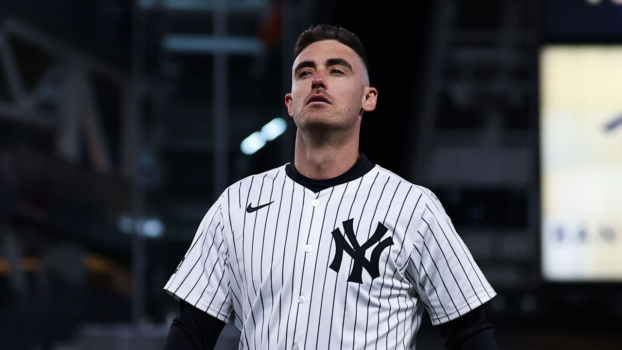 NEW YORK, NY - APRIL 01: Cody Bellinger #35 of the New York Yankees looks on during the game against the Arizona Diamondbacks at Yankee Stadium on April 1, 2025 in New York, New York.