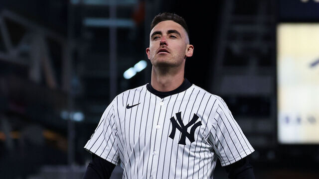 NEW YORK, NY - APRIL 01: Cody Bellinger #35 of the New York Yankees looks on during the game against the Arizona Diamondbacks at Yankee Stadium on April 1, 2025 in New York, New York.