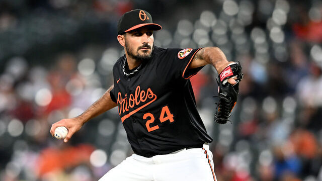 BALTIMORE, MARYLAND - APRIL 02: Zach Eflin #24 of the Baltimore Orioles pitches against the Boston Red Sox at Oriole Park at Camden Yards on April 02, 2025 in Baltimore, Maryland.