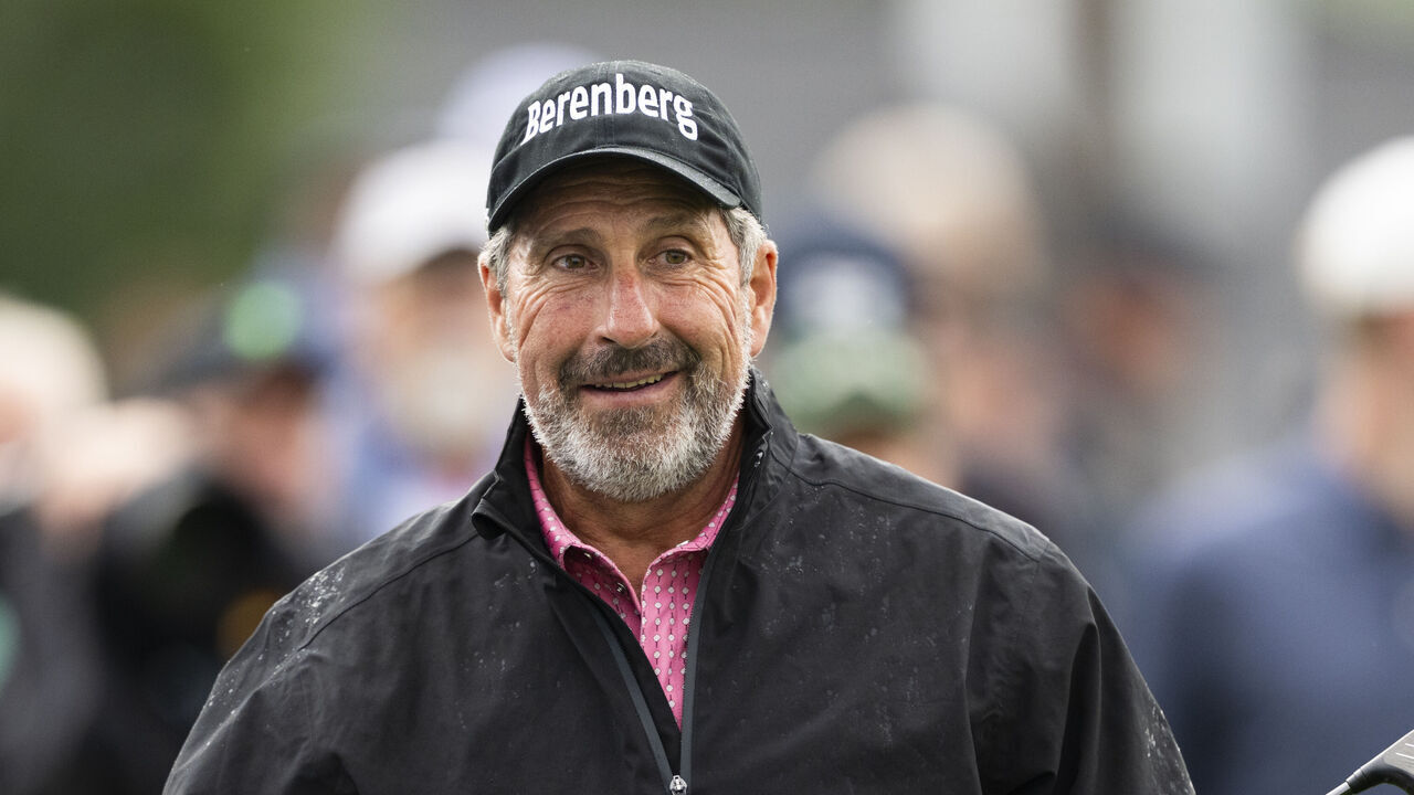 Masters champion Jose Maria Olazabal of Spain is seen on the No. 1 tee during practice round 1 prior to the Masters at Augusta National Golf Club, Monday, April 07, 2025.