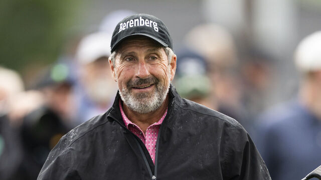 Masters champion Jose Maria Olazabal of Spain is seen on the No. 1 tee during practice round 1 prior to the Masters at Augusta National Golf Club, Monday, April 07, 2025.