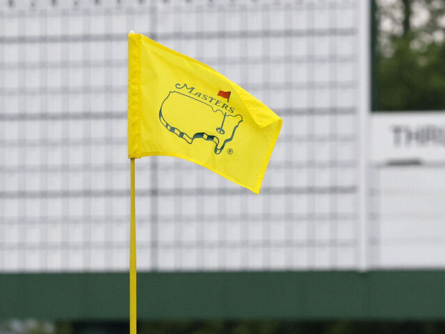 AUGUSTA, GEORGIA - APRIL 07: A detailed view of a pin flag on the ninth green during a practice round prior to the 2025 Masters Tournament at Augusta National Golf Club on April 07, 2025 in Augusta, Georgia.