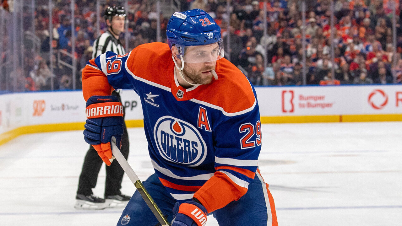 EDMONTON, CANADA - MARCH 29: Leon Draisaitl #29 of the Edmonton Oilers in action during the game against the Calgary Flames at Rogers Place on March 29, 2025, in Edmonton, Alberta, Canada.