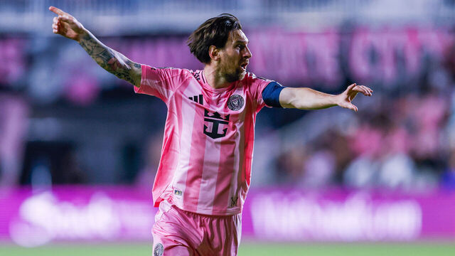 FORT LAUDERDALE, FL - APRIL 09: Lionel Messi #10 of Inter Miami CF celebrates a goal during the CONCACAF Champions Cup Quarter-final football match between Los Angeles FC and Inter Miami CF on Thursday April 9, 2025 at Chase Stadium, Fort Lauderdale, Fla.