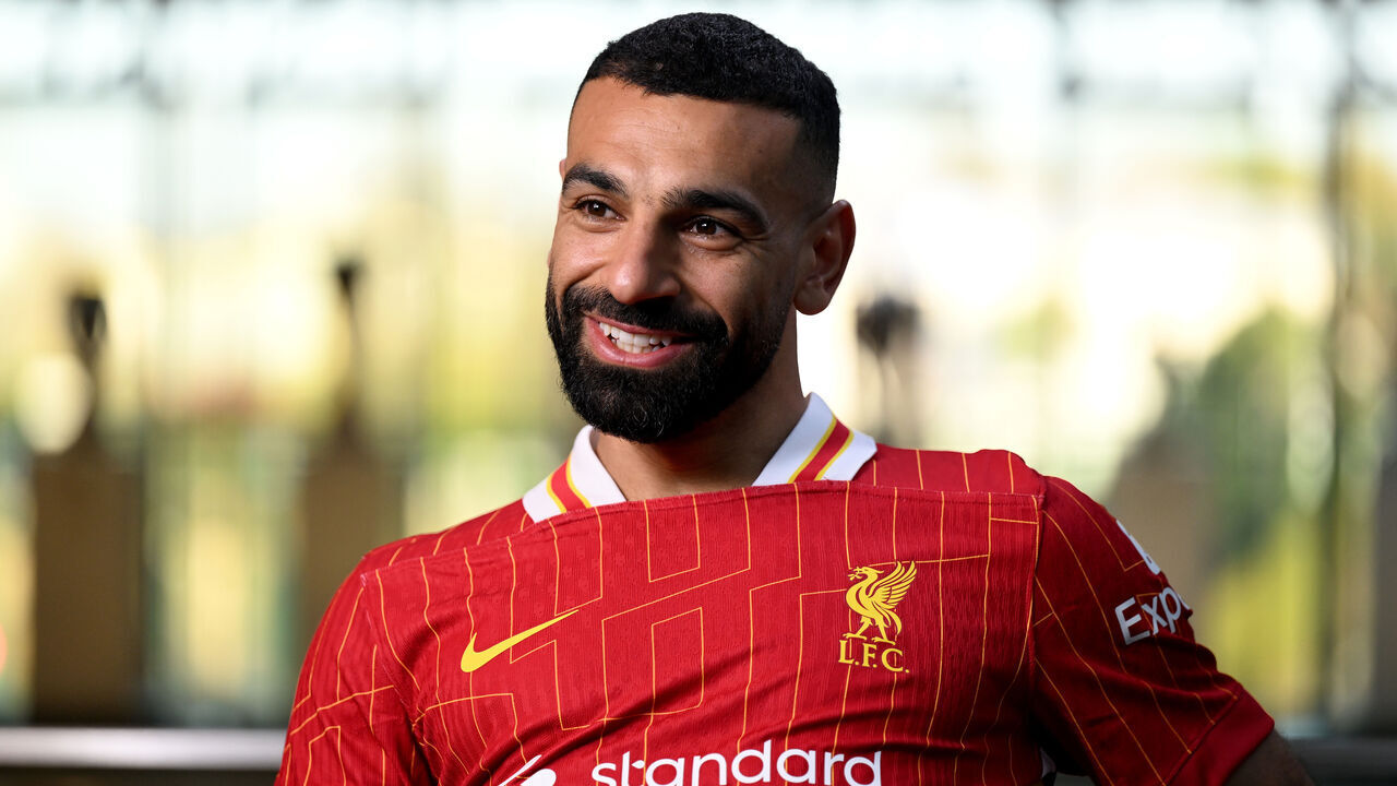 LIVERPOOL, ENGLAND - APRIL 11: (THE SUN OUT, THE SUN ON SUNDAY OUT) Mohamed Salah of Liverpool signs a new contract extension at Anfield on April 11, 2025 in Liverpool, England.