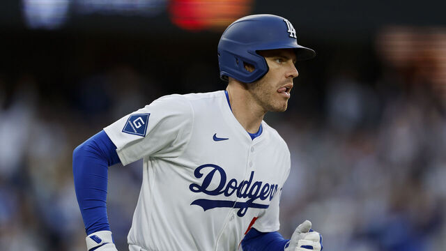 LOS ANGELES, CALIFORNIA - MARCH 29: Freddie Freeman #5 of the Los Angeles Dodgers reacts to his solo home run while rounding the bases in the first inning against the Detroit Tigers at Dodger Stadium on March 29, 2025 in Los Angeles, California.