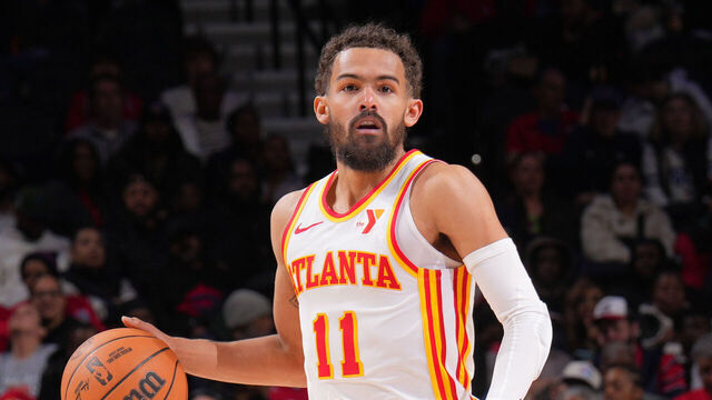 PHILADELPHIA, PA - APRIL 11: Trae Young #11 of the Atlanta Hawks dribbles the ball during the game against the Philadelphia 76ers on April 11, 2025 at the Wells Fargo Center in Philadelphia, Pennsylvania NOTE TO USER: User expressly acknowledges and agrees that, by downloading and/or using this Photograph, user is consenting to the terms and conditions of the Getty Images License Agreement. Mandatory Copyright Notice: Copyright 2025 NBAE