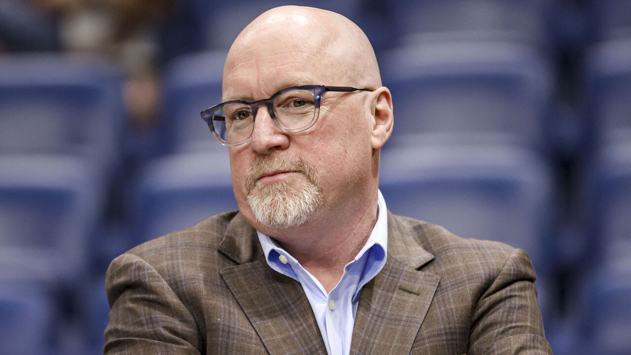 NEW ORLEANS, LOUISIANA - MARCH 6: David Griffin Executive Vice President of Basketball Operations of the New Orleans Pelicans looks on before a game against the Houston Rockets at the Smoothie King Center on March 6, 2025 in New Orleans, Louisiana.