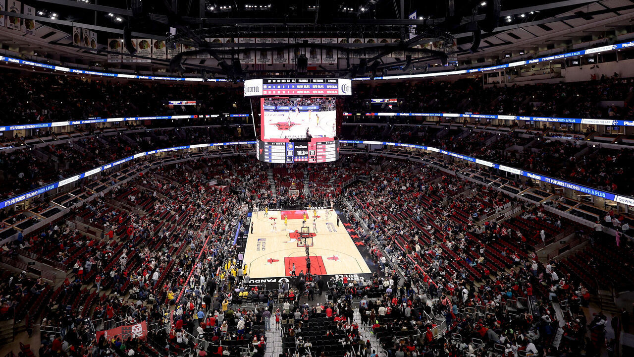 CHICAGO, ILLINOIS - MARCH 10: A general view of the United Center after the game between the Chicago Bulls and the Indiana Pacers on March 10, 2025 in Chicago, Illinois.