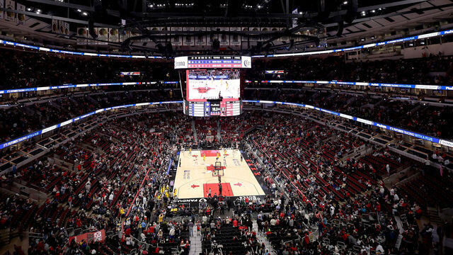 CHICAGO, ILLINOIS - MARCH 10: A general view of the United Center after the game between the Chicago Bulls and the Indiana Pacers on March 10, 2025 in Chicago, Illinois.