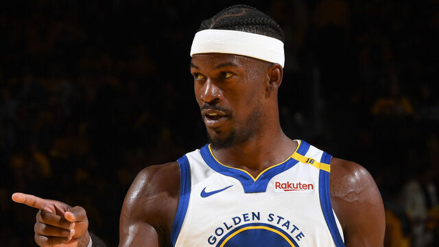 SAN FRANCISCO, CA - APRIL 15: Jimmy Butler #10 of the Golden State Warriors looks to pass the ball during the game against the Memphis Grizzlies during the 2025 SoFi Play-In Tournament on April 15, 2025 at Chase Center in San Francisco, California. NOTE TO USER: User expressly acknowledges and agrees that, by downloading and or using this photograph, user is consenting to the terms and conditions of Getty Images License Agreement. Mandatory Copyright Notice: Copyright 2025 NBAE