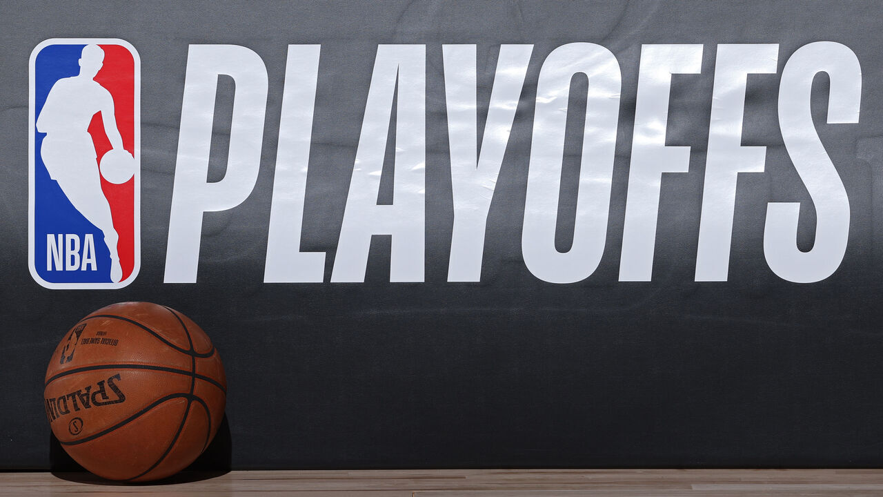 Orlando, FL - AUGUST 29: A generic basketball photo of the Official @NBA Spalding basketball in front the NBA Playoffs logo during Round One Game Five of the NBA Playoffs between the Orlando Magic and the Milwaukee Bucks on August 29, 2020 at The AdventHealth Arena at ESPN Wide World Of Sports Complex in Orlando, Florida. NOTE TO USER: User expressly acknowledges and agrees that, by downloading and/or using this Photograph, user is consenting to the terms and conditions of the Getty Images License Agreement. Mandatory Copyright Notice: Copyright 2020 NBAE
