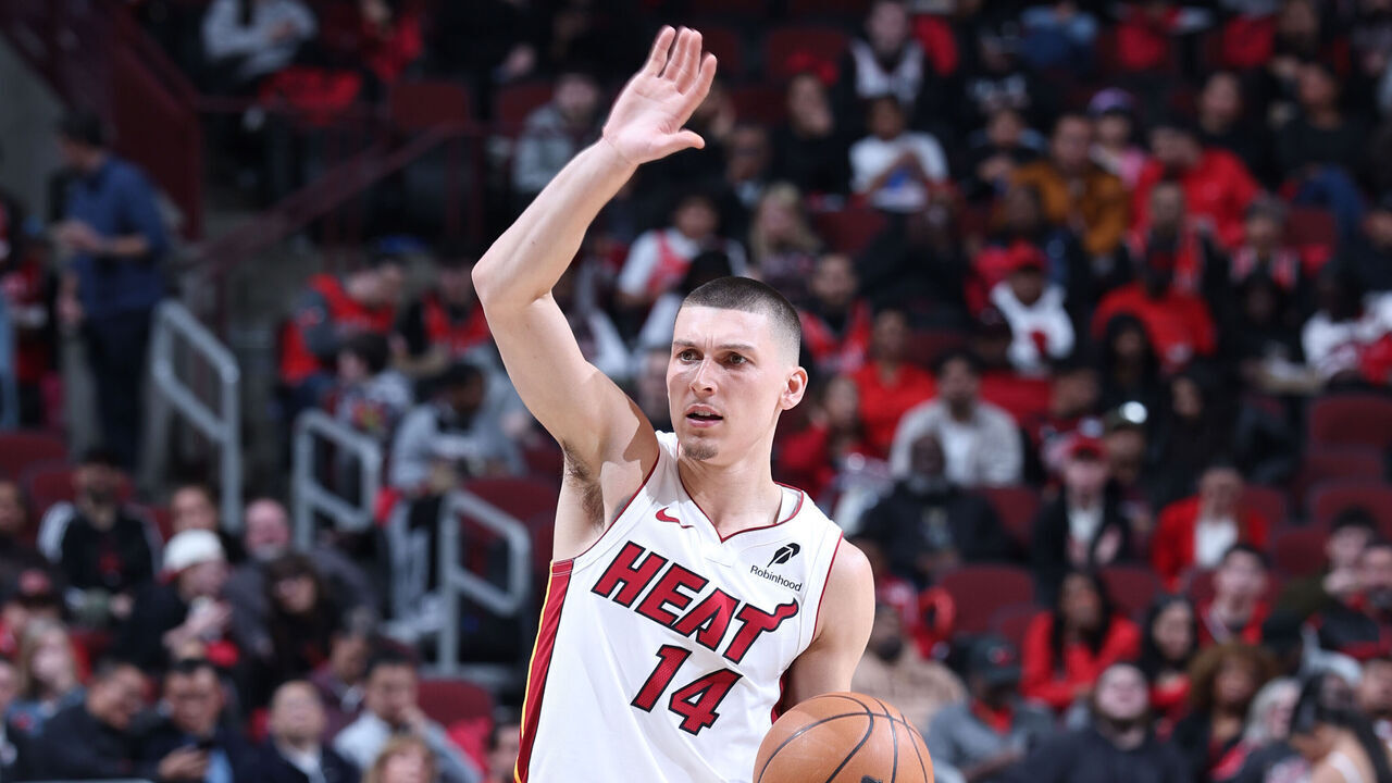 CHICAGO, IL - APRIL 16: Tyler Herro #14 of the Miami Heat poses for a photo during the game against the Chicago Bulls during the 2025 SoFi Play-In Tournament on April 16, 2025 at United Center in Chicago, Illinois. Mandatory Copyright Notice: Copyright 2025 NBAE