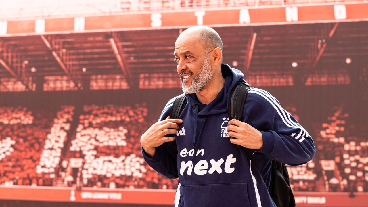NOTTINGHAM, ENGLAND - APRIL 12: Nottingham Forest's manager Nuno Espirito Santo arriving at the stadium during the Premier League match between Nottingham Forest FC and Everton FC at City Ground on April 12, 2025 in Nottingham, England.