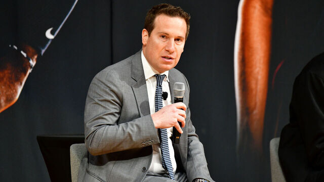 PHOENIX, AZ - FEBRUARY 16: Owner Mat Ishbia of the Phoenix Suns looks on during a press conference introducing Kevin Durant to the Phoenix Suns on February 16, 2022 at Footprint Center in Phoenix, Arizona. Mandatory Copyright Notice: Copyright 2022 NBAE