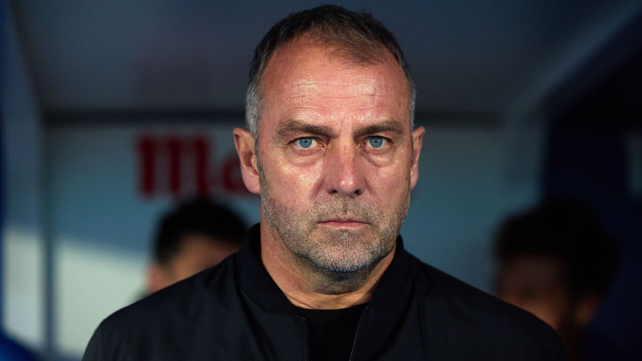 LEGANES, SPAIN - APRIL 12: Hansi Flick, Manager of FC Barcelona looks on prior to the LaLiga match between CD Leganes and FC Barcelona at Estadio Municipal de Butarque on April 12, 2025 in Leganes, Spain.