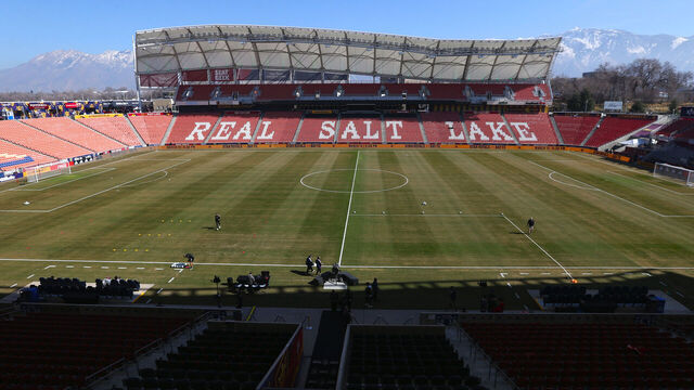 SANDY, UTAH - MARCH 01: General view inside the stadium prior to the MLS match between Real Salt Lake and Seattle Sounders at America First Field on March 01, 2025 in Sandy, Utah.