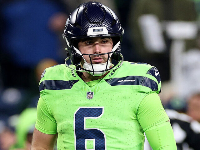 SEATTLE, WASHINGTON - DECEMBER 15: Sam Howell #6 of the Seattle Seahawks looks on against the Green Bay Packers at Lumen Field on December 15, 2024 in Seattle, Washington.