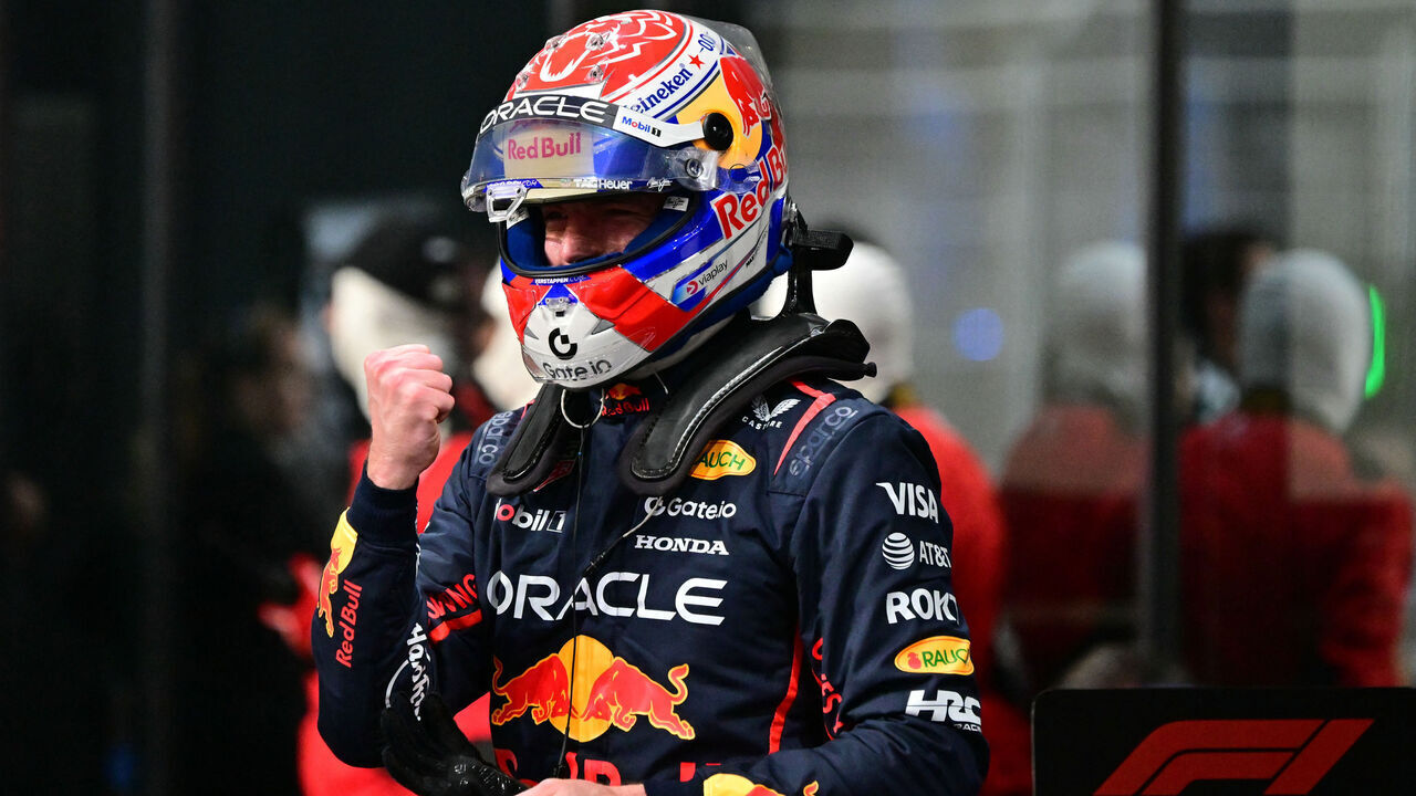 Red Bull Racing's Dutch driver Max Verstappen reacts in the pits after the qualifying round for the 2025 Saudi Arabia Formula One Grand Prix at the Jeddah Corniche Circuit on April 19, 2025.