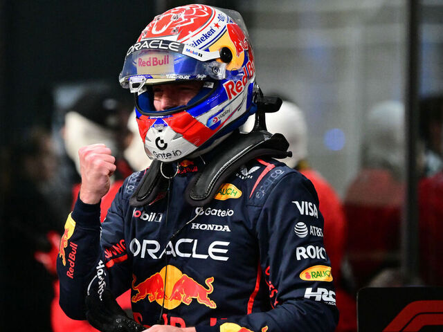 Red Bull Racing's Dutch driver Max Verstappen reacts in the pits after the qualifying round for the 2025 Saudi Arabia Formula One Grand Prix at the Jeddah Corniche Circuit on April 19, 2025.