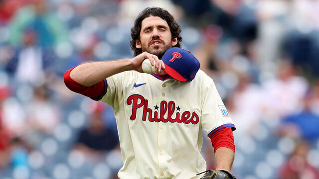 PHILADELPHIA, PENNSYLVANIA - APRIL 19: Jordan Romano #68 of the Philadelphia Phillies prepares to pitch in the ninth inning against the Miami Marlins at Citizens Bank Park on April 19, 2025 in Philadelphia, Pennsylvania.