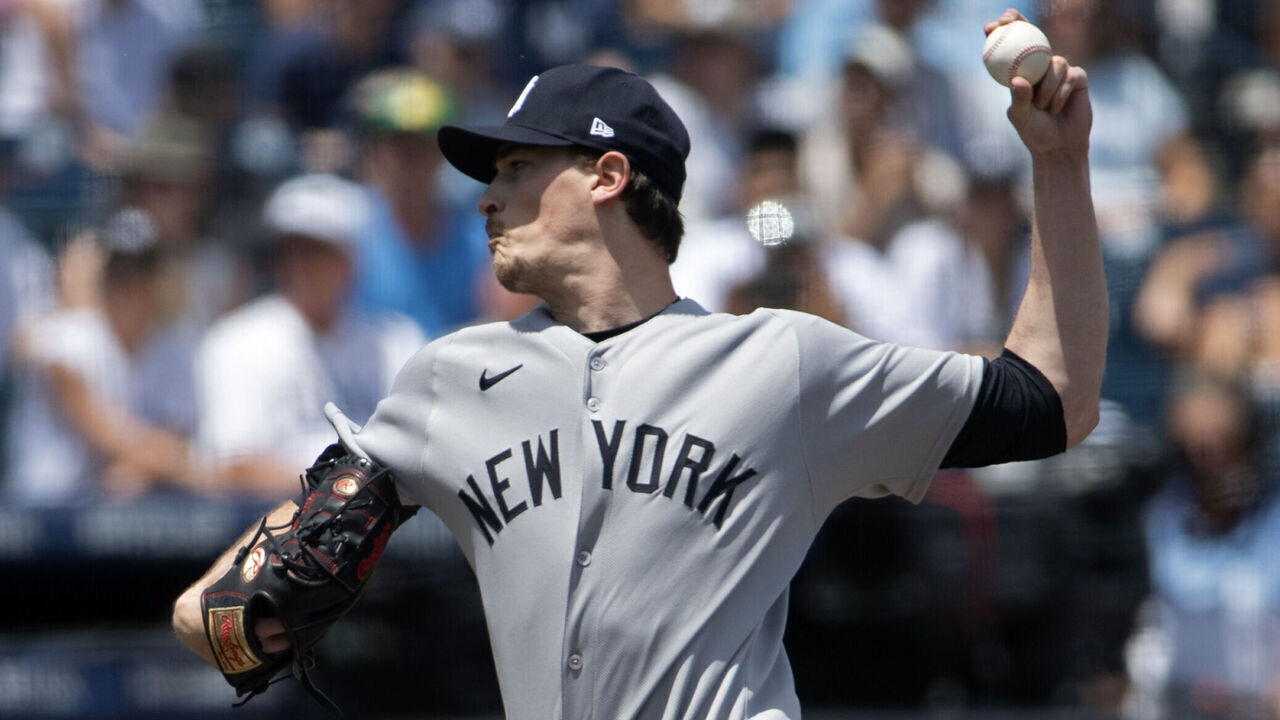 TAMPA, FLORIDA - APRIL 20: Max Fried #54 of the New York Yankees pitches during the first inning against the Tampa Bay Raysat George M. Steinbrenner Field on April 20, 2025 in Tampa, Florida.