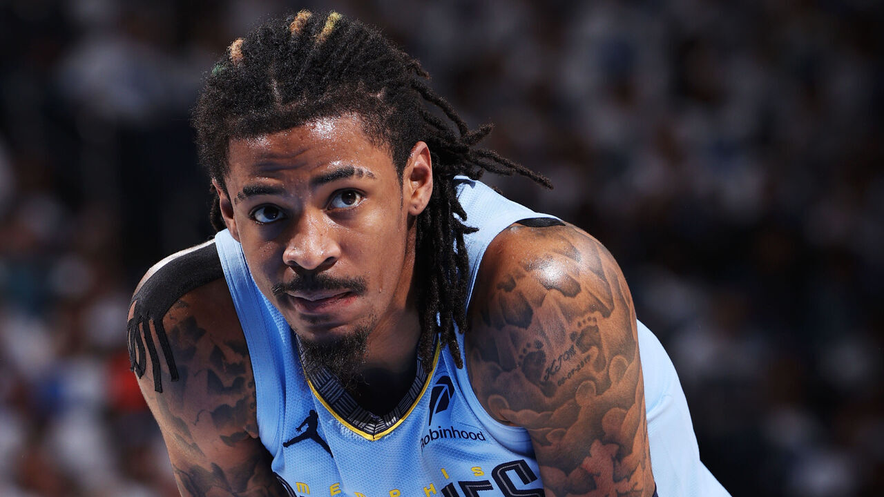 OKLAHOMA CITY, OK - APRIL 20: Ja Morant #12 of the Memphis Grizzlies looks on during the game against the Oklahoma City Thunder during Round 1 Game 1 of the 2025 NBA Playoffs on April 20, 2025 at Paycom Center in Oklahoma City, Oklahoma. Mandatory Copyright Notice: Copyright 2025 NBAE