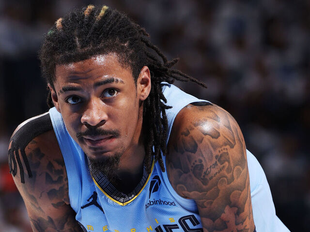 OKLAHOMA CITY, OK - APRIL 20: Ja Morant #12 of the Memphis Grizzlies looks on during the game against the Oklahoma City Thunder during Round 1 Game 1 of the 2025 NBA Playoffs on April 20, 2025 at Paycom Center in Oklahoma City, Oklahoma. Mandatory Copyright Notice: Copyright 2025 NBAE