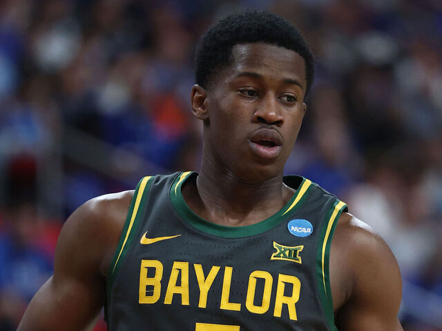 RALEIGH, NORTH CAROLINA - MARCH 23: VJ Edgecombe #7 of the Baylor Bears runs the court in the second round of the NCAA Men's Basketball Tournament against the Duke Blue Devils at Lenovo Center on March 23, 2025 in Raleigh, North Carolina.