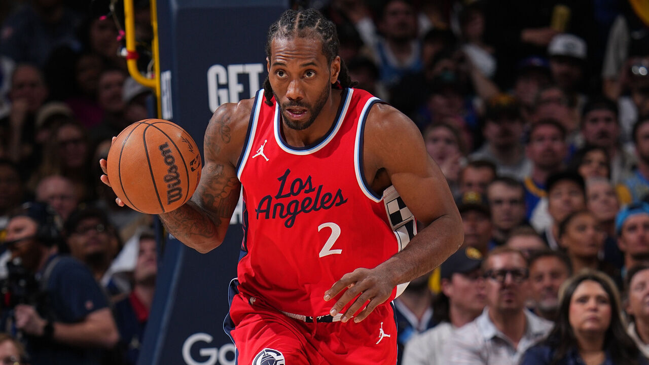 DENVER, CO - APRIL 21: Kawhi Leonard #2 of the LA Clippers dribbles the ball during Round One Game Two of the 2025 NBA Playoffs against the Denver Nuggets on April 21, 2025 at Ball Arena in Denver, Colorado. NOTE TO USER: User expressly acknowledges and agrees that, by downloading and/or using this Photograph, user is consenting to the terms and conditions of the Getty Images License Agreement. Mandatory Copyright Notice: Copyright 2025 NBAE