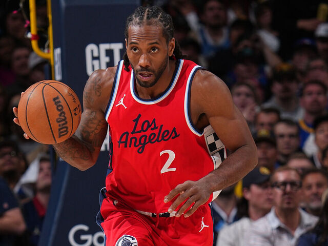 DENVER, CO - APRIL 21: Kawhi Leonard #2 of the LA Clippers dribbles the ball during Round One Game Two of the 2025 NBA Playoffs against the Denver Nuggets on April 21, 2025 at Ball Arena in Denver, Colorado. NOTE TO USER: User expressly acknowledges and agrees that, by downloading and/or using this Photograph, user is consenting to the terms and conditions of the Getty Images License Agreement. Mandatory Copyright Notice: Copyright 2025 NBAE