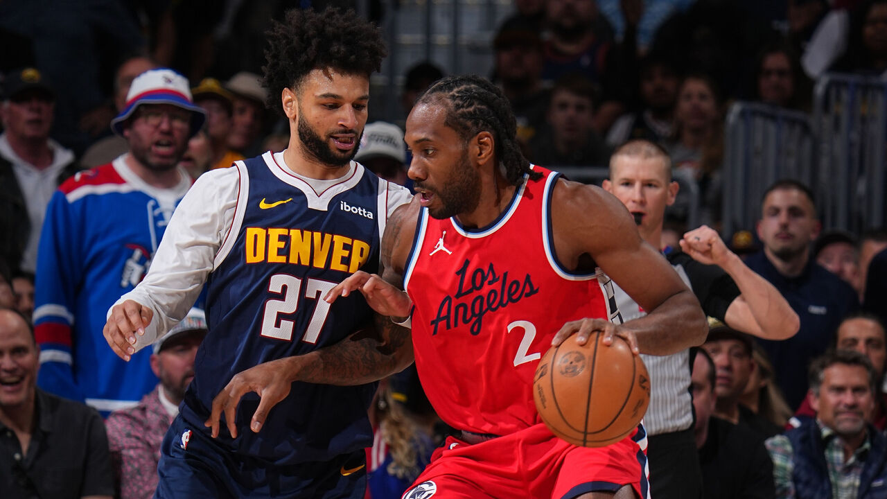 DENVER, CO - APRIL 21: Kawhi Leonard #2 of the LA Clippers dribbles the ball during Round One Game Two of the 2025 NBA Playoffs against the Denver Nuggets on April 21, 2025 at Ball Arena in Denver, Colorado. NOTE TO USER: User expressly acknowledges and agrees that, by downloading and/or using this Photograph, user is consenting to the terms and conditions of the Getty Images License Agreement. Mandatory Copyright Notice: Copyright 2025 NBAE