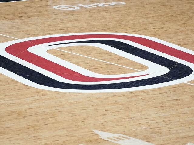 OMAHA, NE - DECEMBER 17: The Nebraska-Omaha Mavericks logo on the floor before a college basketball game against the Stetson Hatters at Baxter Arena on December 17, 2023 in Omaha, Nebraska.