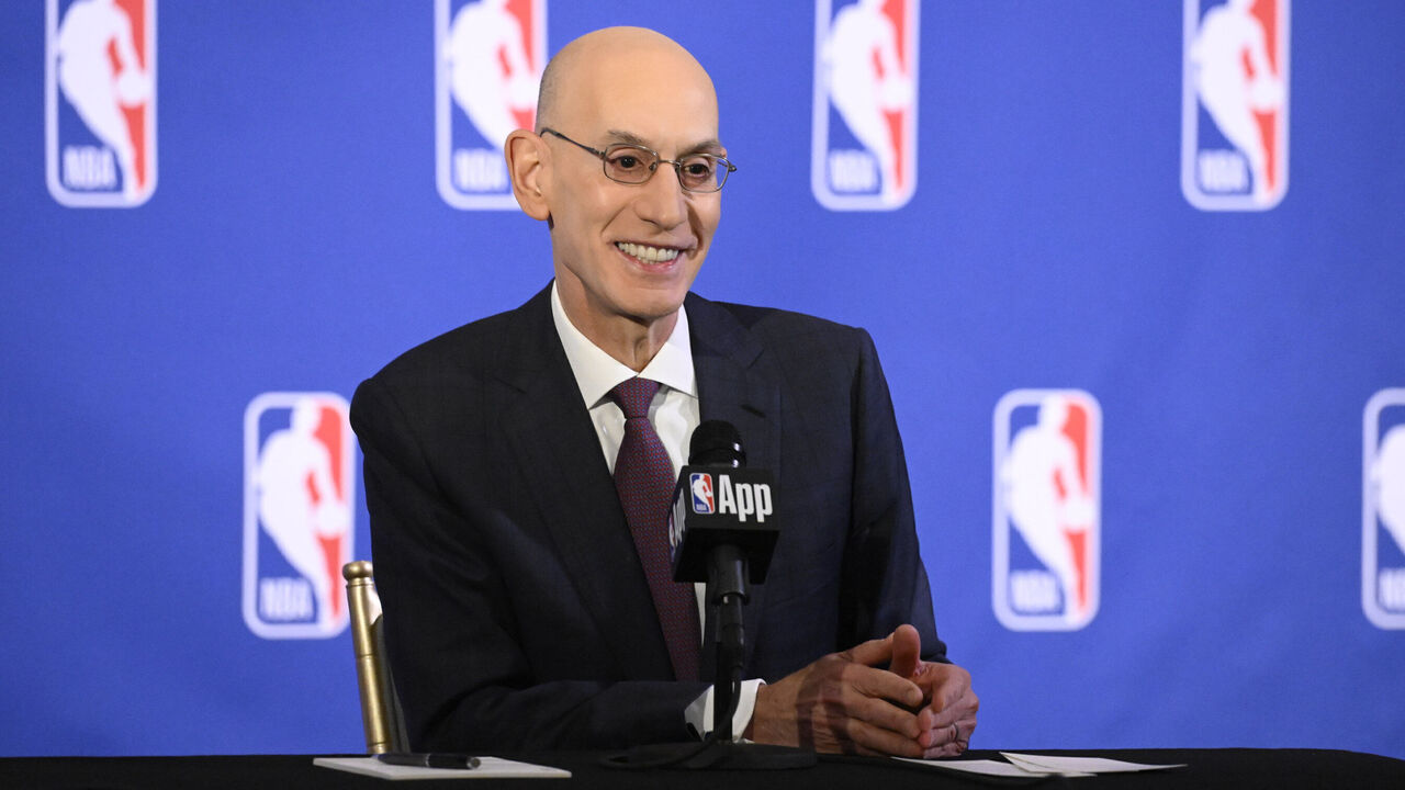 NEW YORK - MARCH 27: NBA Commissioner, Adam Silver speaks to media during a press conference on March 27, 2025 at the St. Regis Hotel in New York City. NOTE TO USER: User expressly acknowledges and agrees that, by downloading and/or using this photograph, user is consenting to the terms and conditions of the Getty Images License Agreement. Mandatory Copyright Notice: Copyright 2025 NBAE