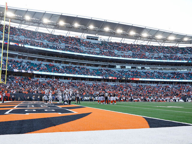 CINCINNATI, OHIO - NOVEMBER 3: A general overall interior view of Paycor Stadium during the second half between the Cincinnati Bengals and the Las Vegas Raiders at Paycor Stadium on November 3, 2024 in Cincinnati, Ohio.