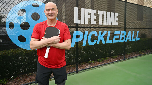 LAS VEGAS, NEVADA - APRIL 12: Andre Agassi attends Life Time's first Pickleball Open Play Day at Life Time Green Valley on April 12, 2025 in Las Vegas, Nevada.