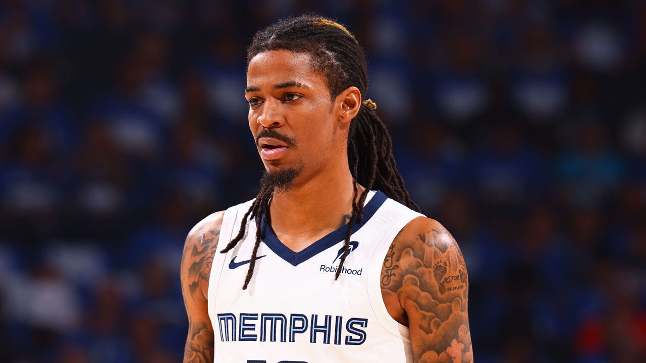 OKLAHOMA CITY, OK - APRIL 22: Ja Morant #12 of the Memphis Grizzlies looks on during the game against the Oklahoma City Thunder during round 1 game 2 of the 2025 NBA Playoffs on April 22, 2025 at Paycom Center in Oklahoma City, Oklahoma. Mandatory Copyright Notice: Copyright 2025 NBAE