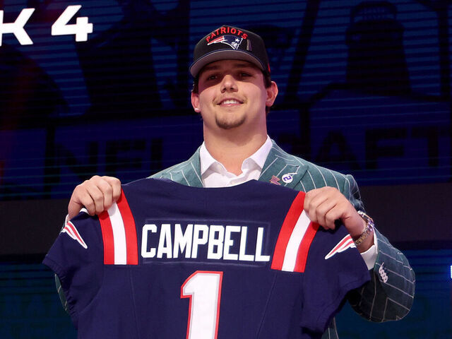GREEN BAY, WISCONSIN - APRIL 24: Offensive Tackle Will Campbell of LSU poses after being selected fourth overall pick by the New England Patriots during the first round of the 2025 NFL Draft at Lambeau Field on April 24, 2025 in Green Bay, Wisconsin.