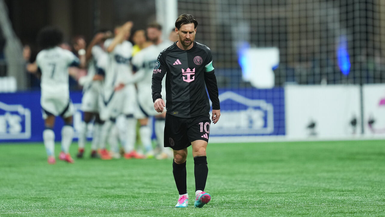 VANCOUVER, BRITISH COLUMBIA - APRIL 24: Lionel Messi #10 of Inter Miami CF looks dejected following the team's defeat after the CONCACAF Champions Cup Semi-final first leg match between Vancouver Whitecaps and Inter Miami CF at BC Place on April 24, 2025 in Vancouver, British Columbia.