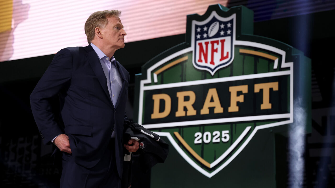 GREEN BAY, WISCONSIN - APRIL 24: NFL Commissioner Roger Goodell looks on during the first round of the 2025 NFL Draft at Lambeau Field on April 24, 2025 in Green Bay, Wisconsin.