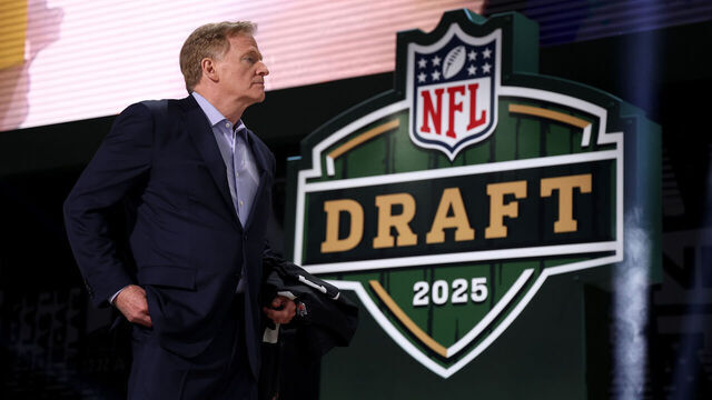 GREEN BAY, WISCONSIN - APRIL 24: NFL Commissioner Roger Goodell looks on during the first round of the 2025 NFL Draft at Lambeau Field on April 24, 2025 in Green Bay, Wisconsin.