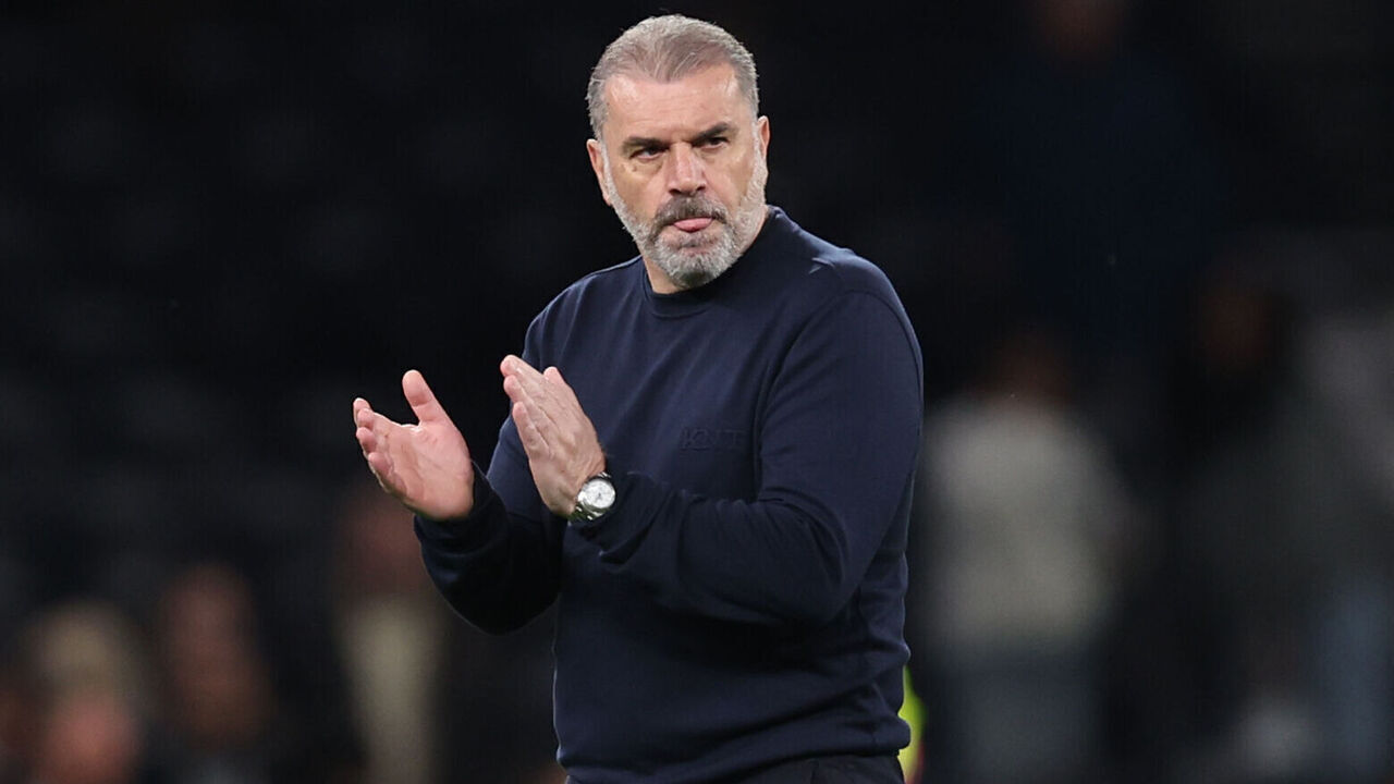 LONDON, ENGLAND - APRIL 21: Ange Postecoglou manager / head coach of Tottenham Hotspur applauds after the Premier League match between Tottenham Hotspur FC and Nottingham Forest FC at Tottenham Hotspur Stadium on April 21, 2025 in London, England.
