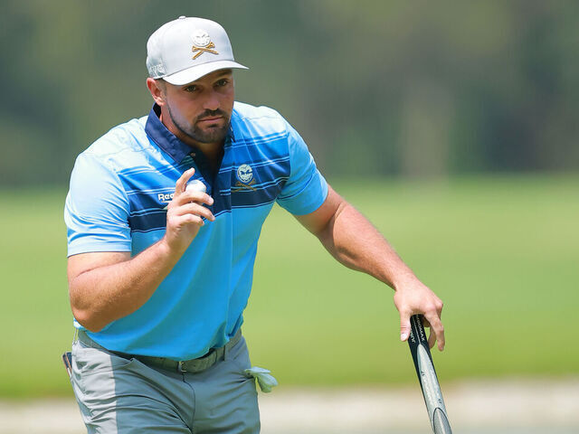 MEXICO CITY, MEXICO - APRIL 25: Bryson DeChambeau of Crushers GC reacts on the 7th hole on day one of LIV Golf Mexico City at Club de Golf Chapultepec on April 25, 2025 in Mexico City, Mexico.