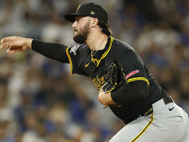 LOS ANGELES, CALIFORNIA - APRIL 25: Paul Skenes #30 of the Pittsburgh Pirates throws against the Los Angeles Dodgers in the fifth inning at Dodger Stadium on April 25, 2025 in Los Angeles, California.