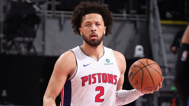DETROIT, MI - APRIL 27: Cade Cunningham #2 of the Detroit Pistons dribbles the ball during the game against the New York Knicks during Round 1 Game 4 of the 2025 NBA Playoffs on April 27, 2025 at Little Caesars Arena in Detroit, Michigan. NOTE TO USER: User expressly acknowledges and agrees that, by downloading and/or using this photograph, User is consenting to the terms and conditions of the Getty Images License Agreement. Mandatory Copyright Notice: Copyright 2025 NBAE