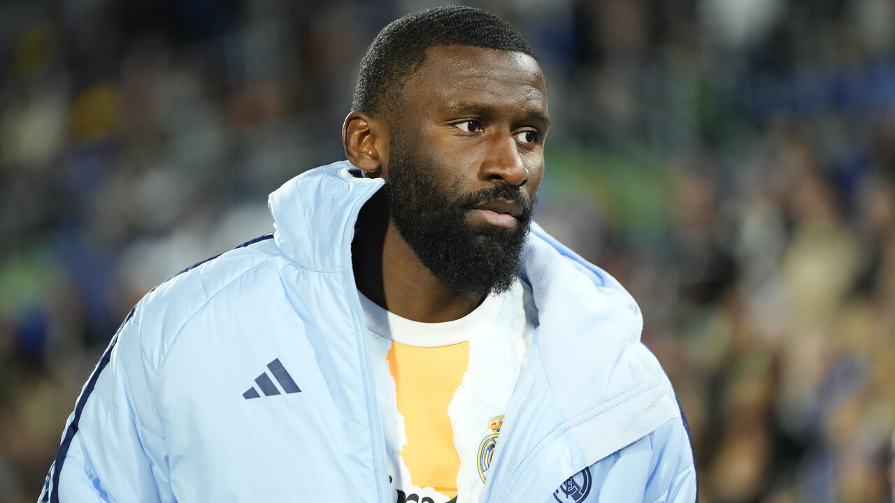 Antonio Rudiger centre-back of Real Madrid and Germany during the La Liga match between Getafe CF and Real Madrid CF at Estadio Coliseum on April 23, 2025 in Getafe, Spain.
